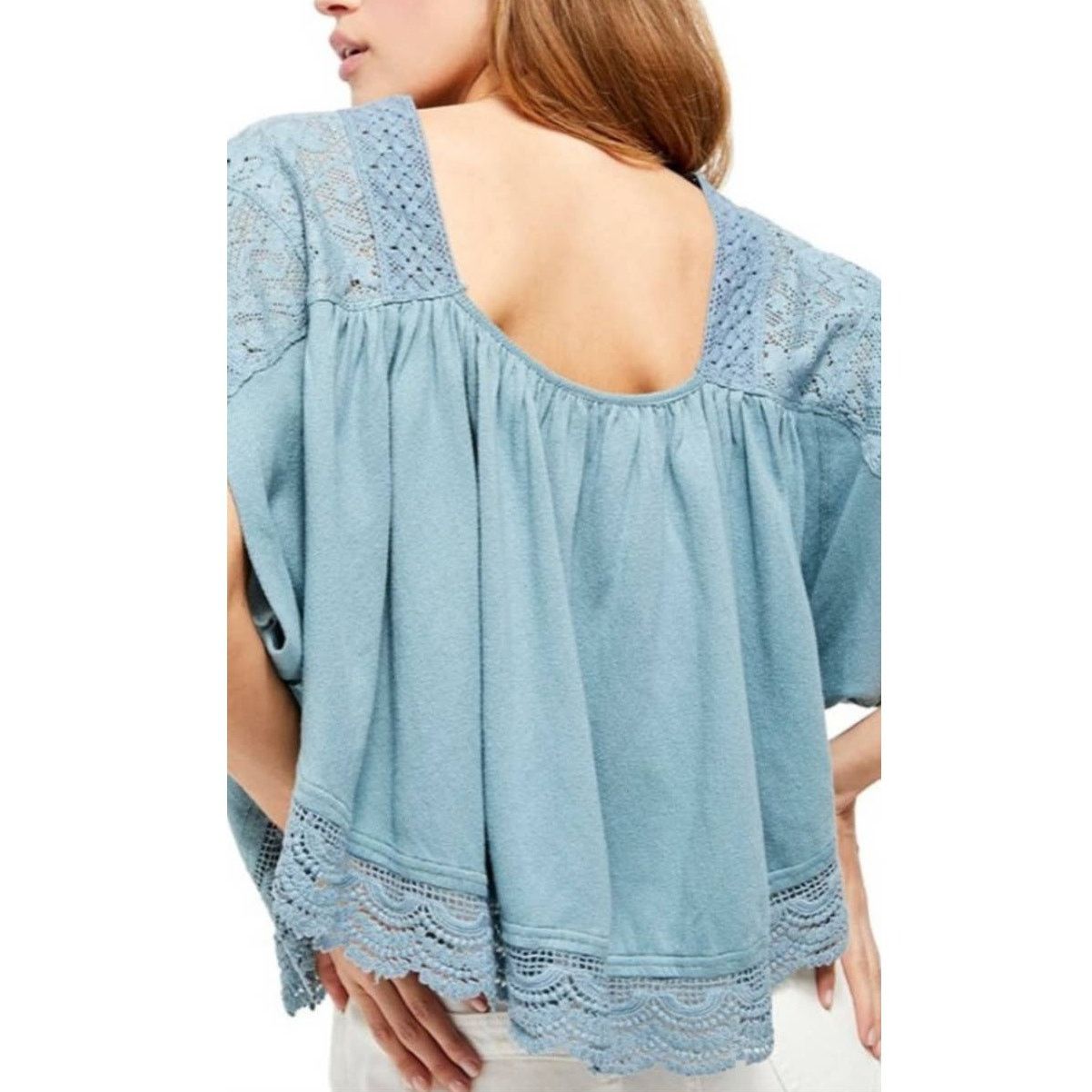 Free People New Free People Prairie Days Top $98 X-SMALL Seafoam Lace Size XS / US 0-2 / IT 36-38 - 4 Thumbnail