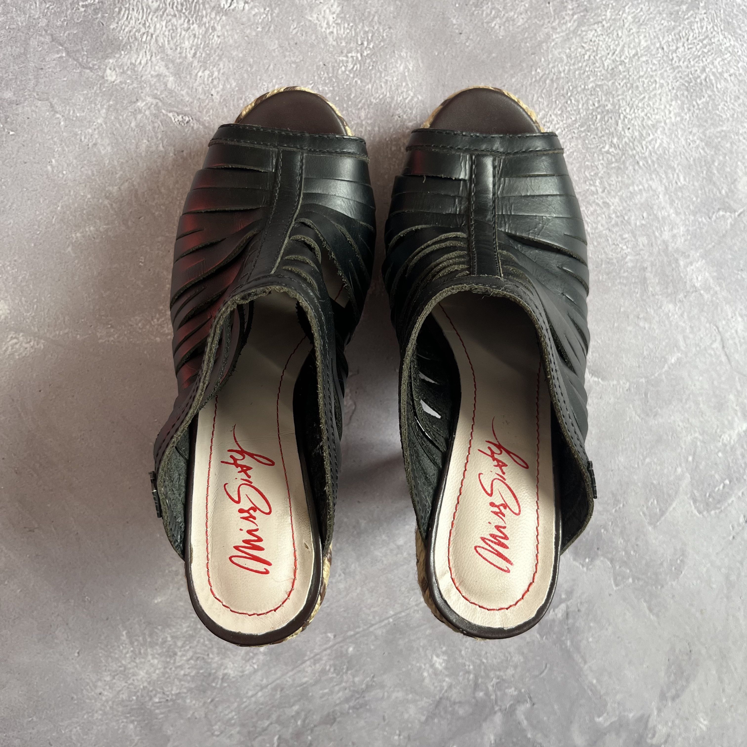Miss Sixty Miss Sixty Mule Heels Cork Platform Heel Black Leather Y2K Size US 9 / IT 39 - 9 Thumbnail
