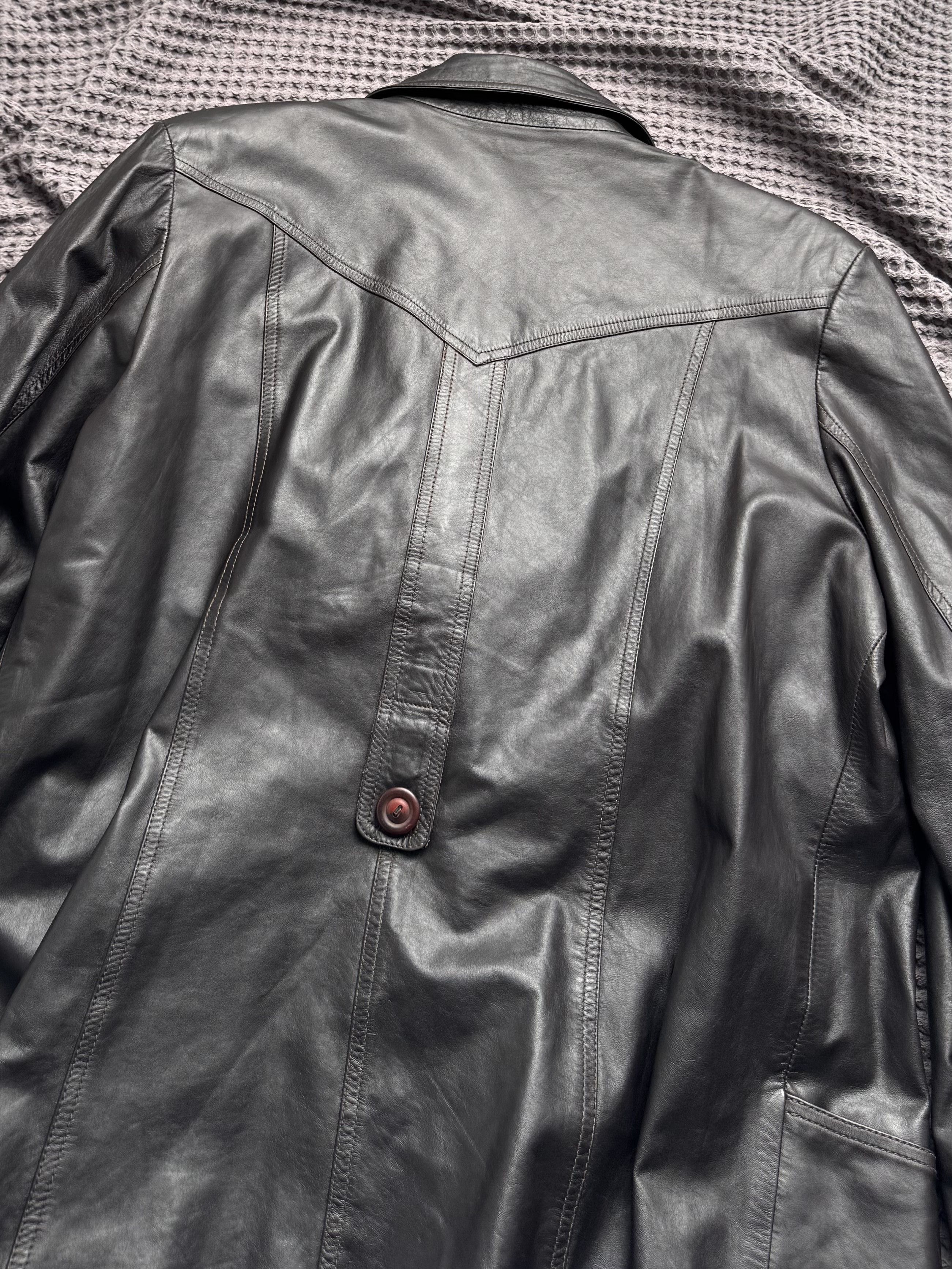 Vintage Vintage Brown Leather Coat Button Front Oversized Long Coat Size XL / US 12-14 / IT 48-50 - 10 Thumbnail