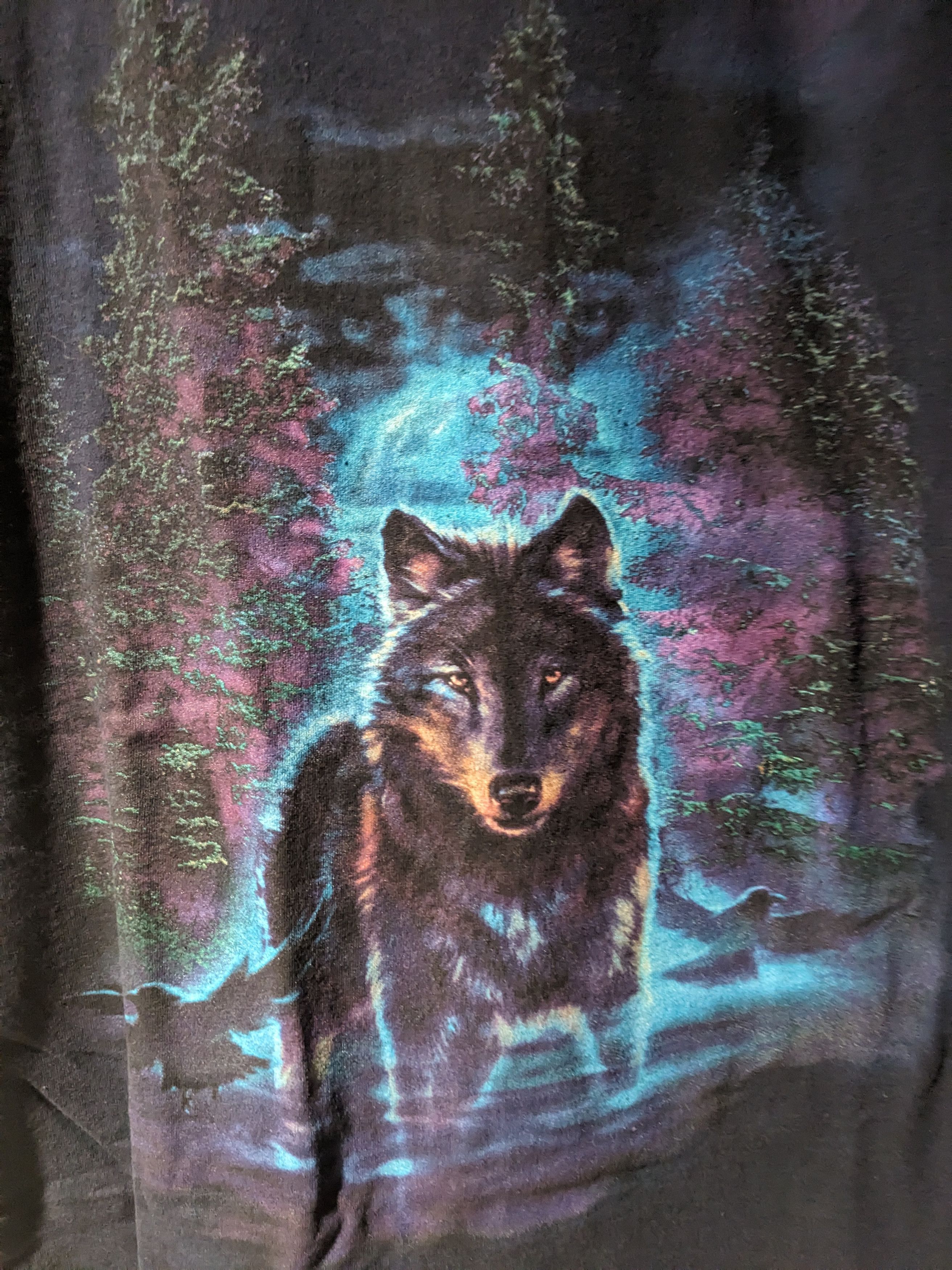 Vintage Vintage 90s Wolf Animal Nature Wildlife Blue X-Large T-Shirt Size US XL / EU 56 / 4 - 2 Thumbnail