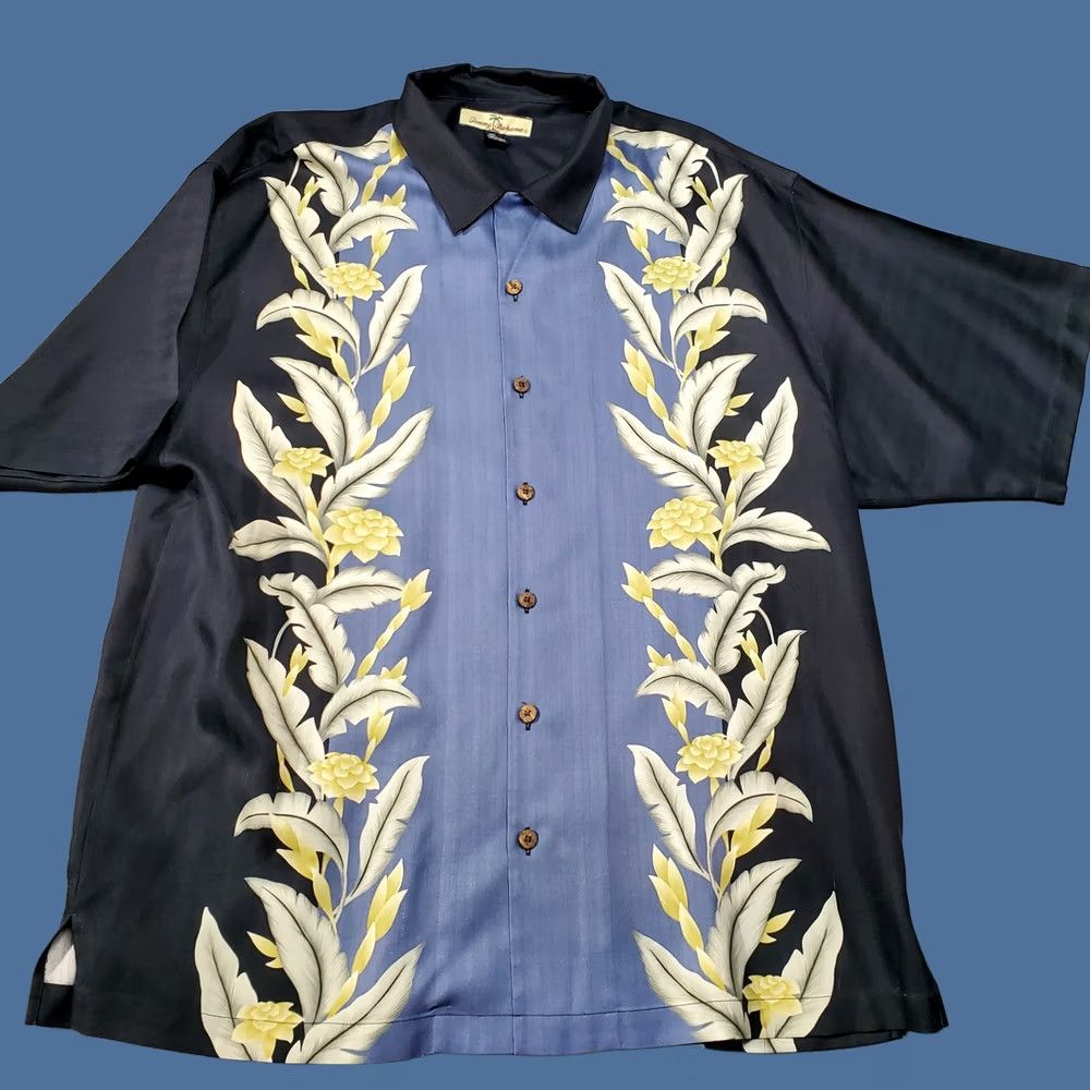 Tommy Bahama Tommy Bahama Shirt Mens Large Blue Silk Short Sleeve Button-Up Collared Floral Pattern Beach Casual Hawaii Tropical Size US L / EU 52-54 / 3 - 1 Thumbnail
