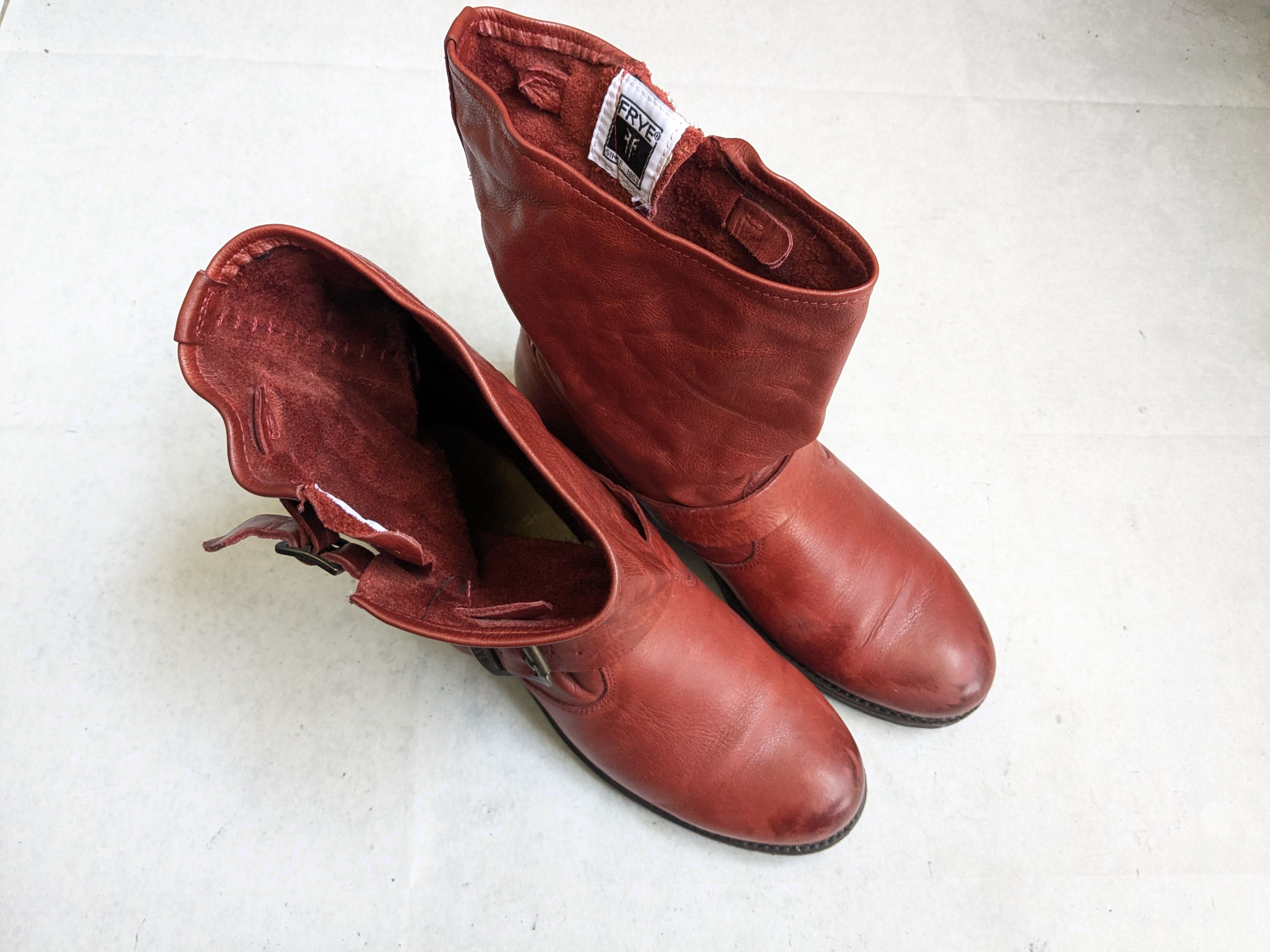 Frye Frye Harness Boots Red Leather 8 Leather Buckle Punk Size US 8 / EU 41 - 2 Thumbnail
