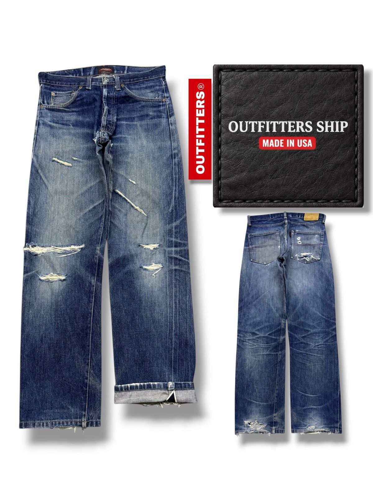 Artisan Outfitters Vintage 00s Ships Outffiters Y2K Selvedge Denim Made In USA Size US 31 - 1 Thumbnail