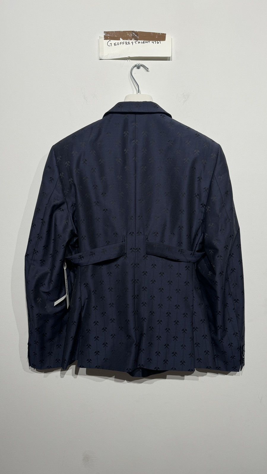 GmbH GmbH Navy Double-Breasted Jacquard "Hammer" Blazer - Size 52 Size 52R - 2 Thumbnail
