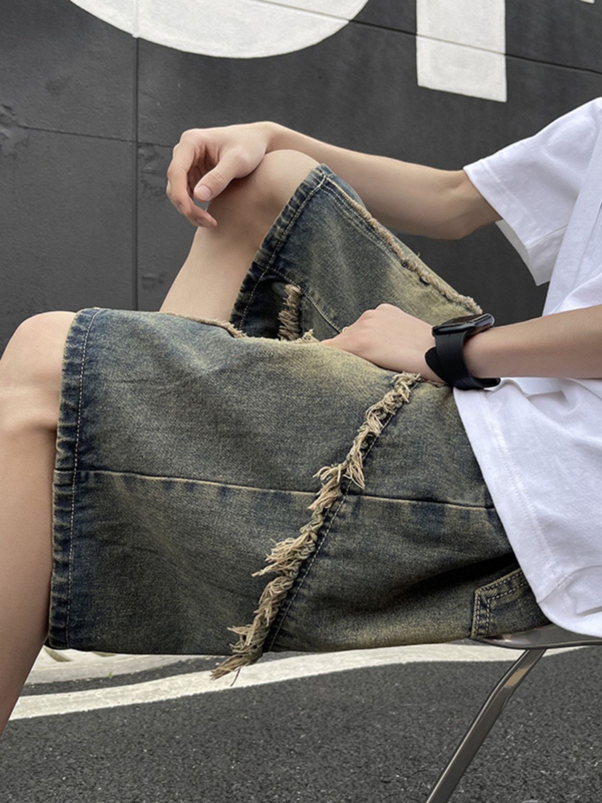 Japanese Brand American men's high street loose straight leg denim shorts Size US 32 / EU 48 - 5 Thumbnail