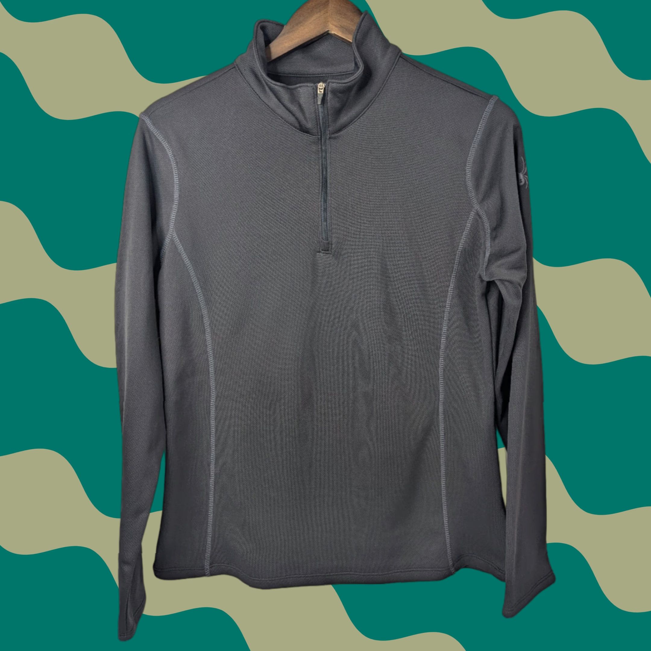 Spyder Spyder Women's L 1/4 Zip Jacket Base Layer Top Black 100% Polyester Lightweight Zipper Regular Long Sleeve Crew Neck Sports Outdoor Travel Casual Size L / US 10 / IT 46 - 1 Thumbnail