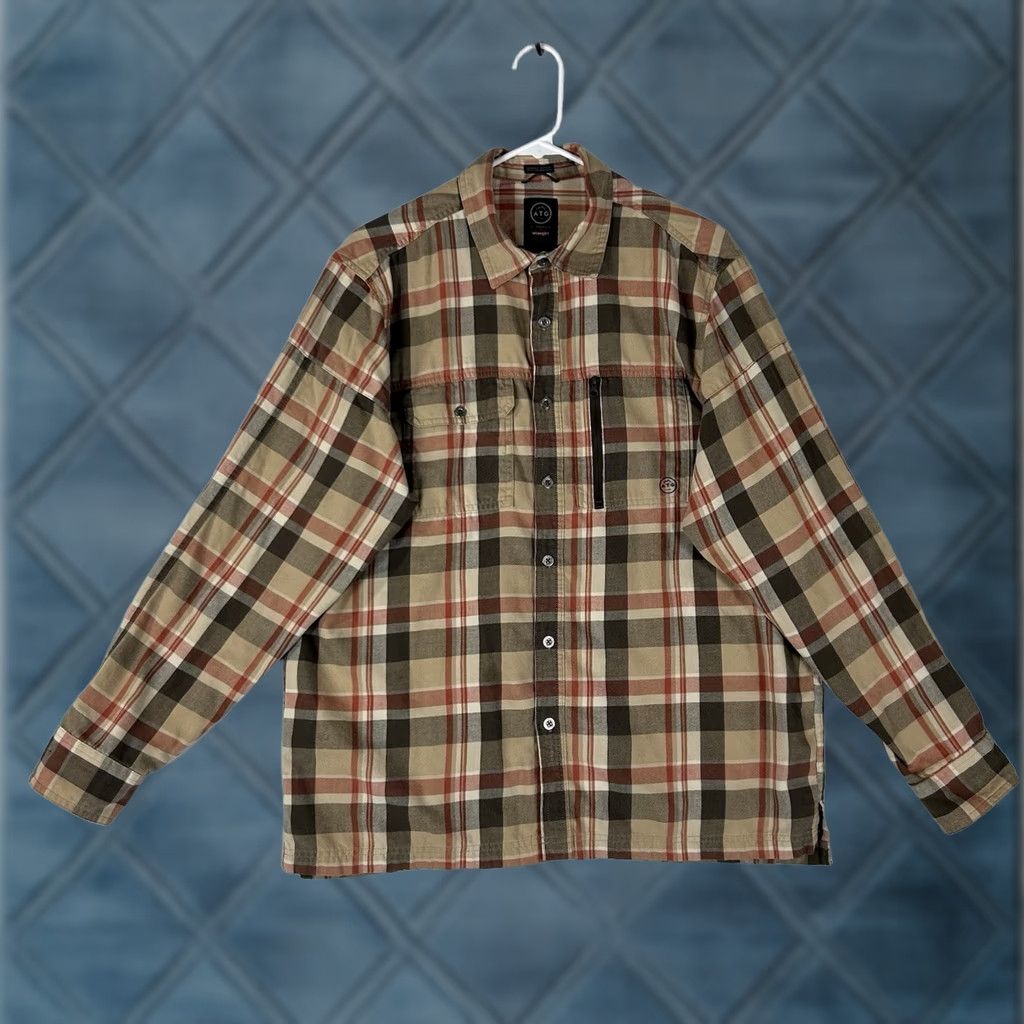 Wrangler Wrangler Button-Up Shirt Mens L Brown Plaid Long Sleeve Elbow Patch Carded Collared All Seasons Heritage Button Up Size US L / EU 52-54 / 3 - 1 Thumbnail
