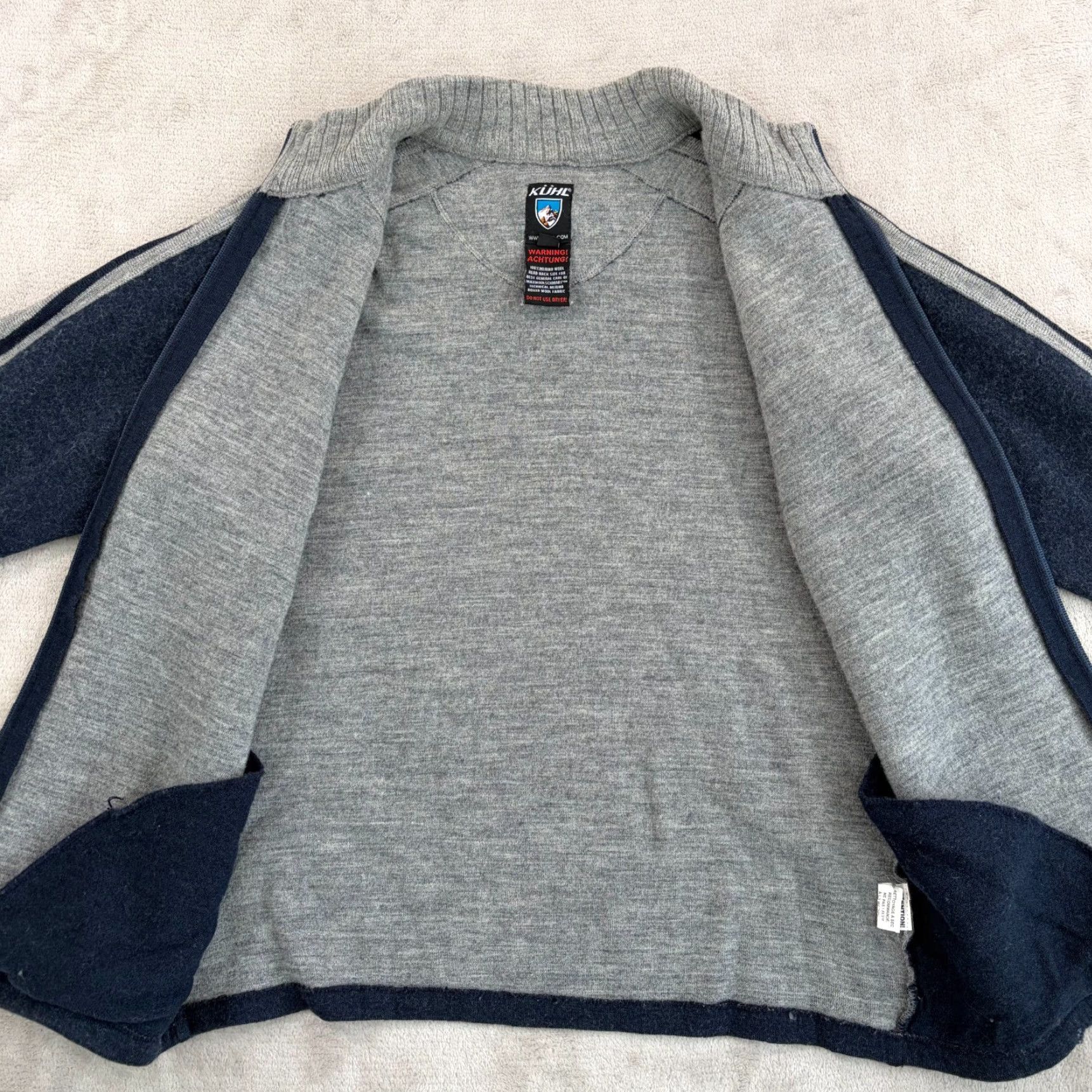 Vintage Kühl Stuttgart Sweater Jacket Men Small Blue 100% Merino Wool Full Zip Wool Jacket Casual Workwear Fall Winter Spring Mens Size US S / EU 44-46 / 1 - 7 Thumbnail