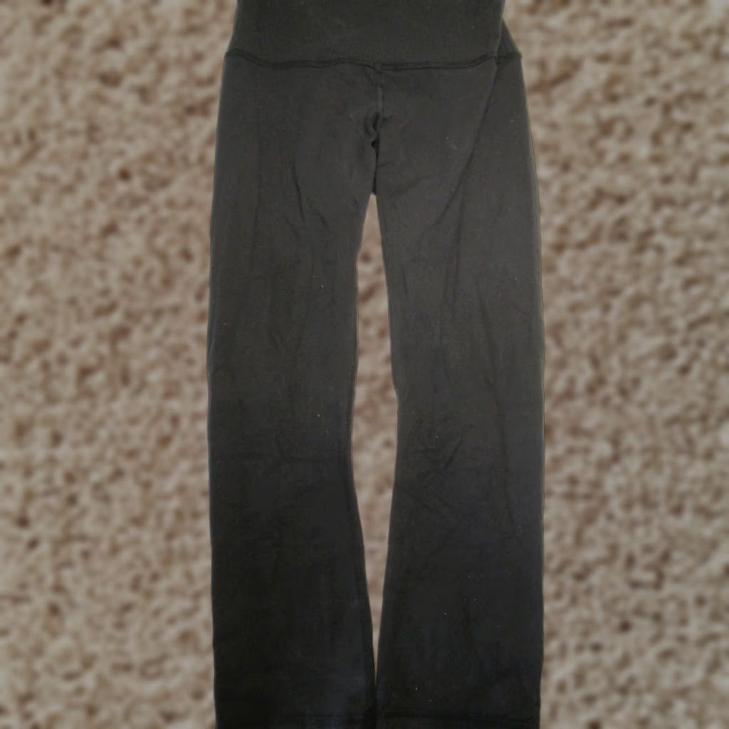 Lululemon Womens 4 Track Pants Leggings Black Stretch Waistband Logo Print Sportswear Regular Size 4 Womens