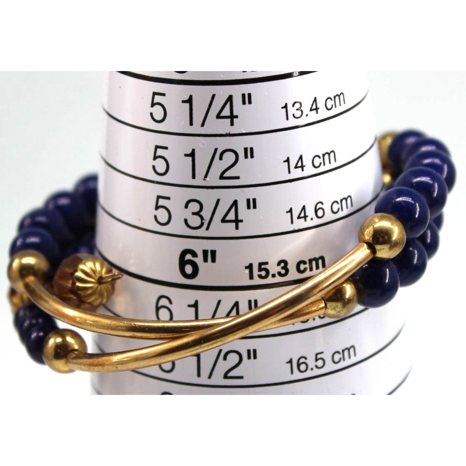 Other Vintage Blue Bead Gold Tone Metal Wrap Around Bracelet Size ONE SIZE - 4 Thumbnail