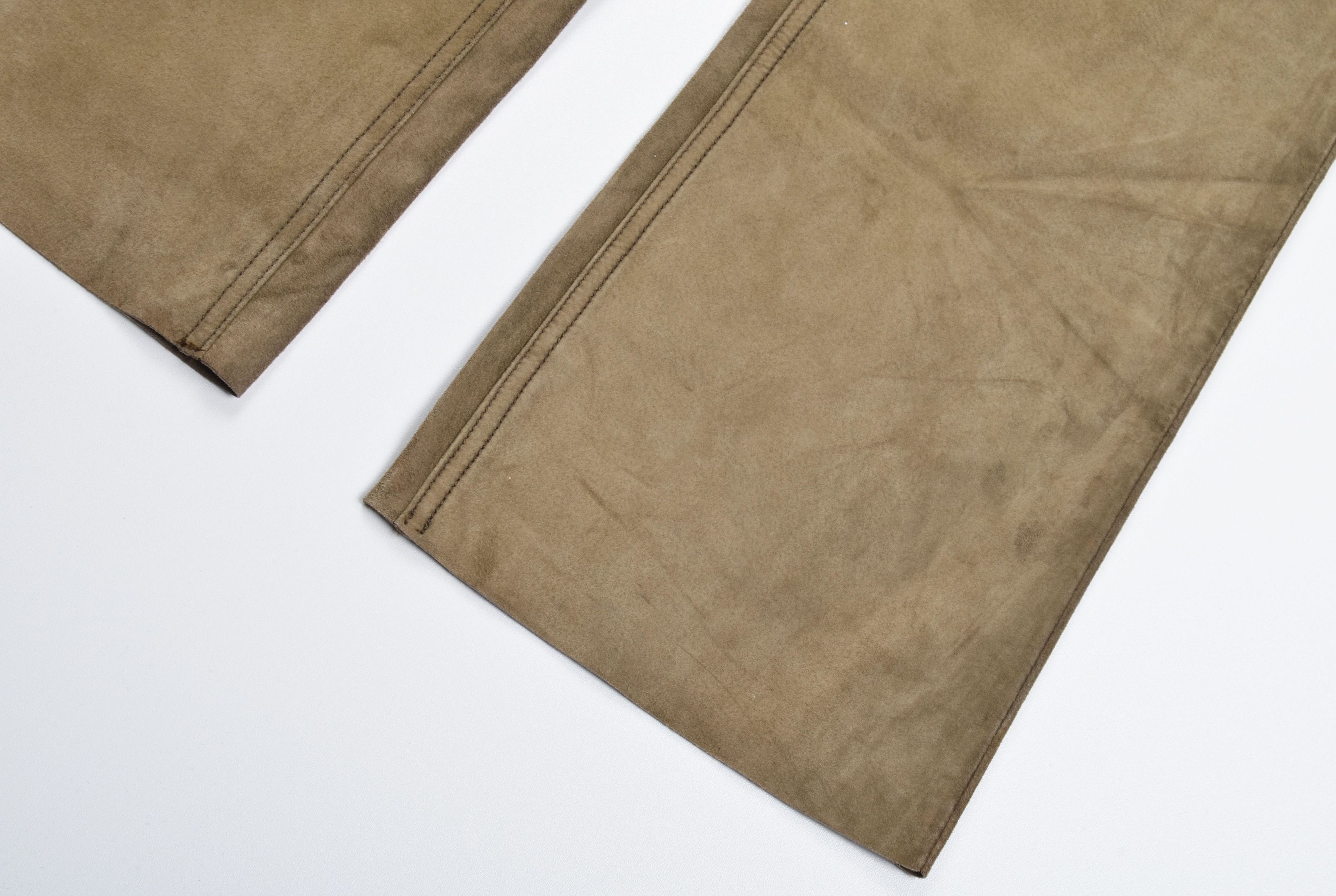 Other Vintage Kookai Y2K Genuine Leather Khaki Wide Leg Pants Size 26" / US 2 / IT 38 - 4 Thumbnail