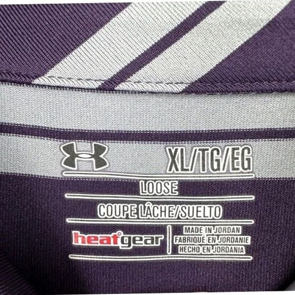 Under Armour Under Armour Shirt Mens XL HeatGear Purple Regimental Striped Golf Polo Rugby Polo Shirt Mens XL Purple Striped HeatGear Golf Polo Rugby Size US XL / EU 56 / 4 - 3 Thumbnail