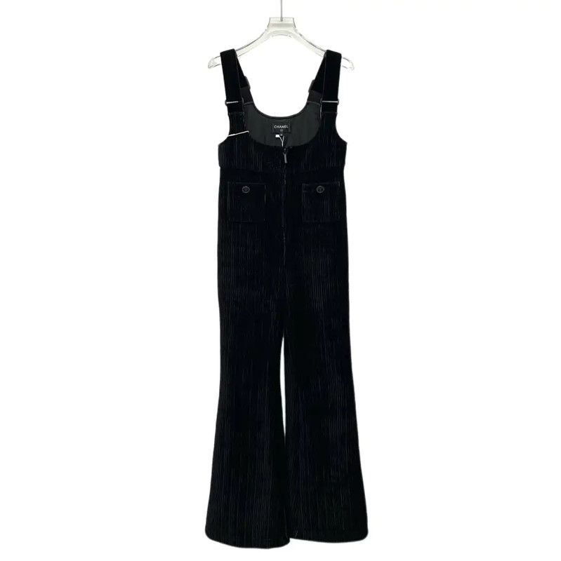 Chanel Chanel Black Cotton Women's Overalls 0089 Size 23" - 1 Thumbnail