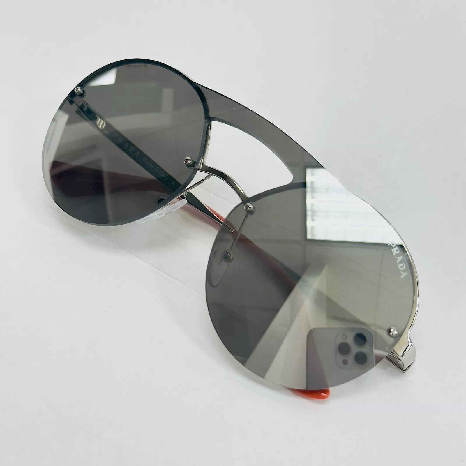 Prada PRADA CINEMA ROUND Sunglasses 65T Silver Unisex PR65TS Size ONE SIZE - 6 Thumbnail