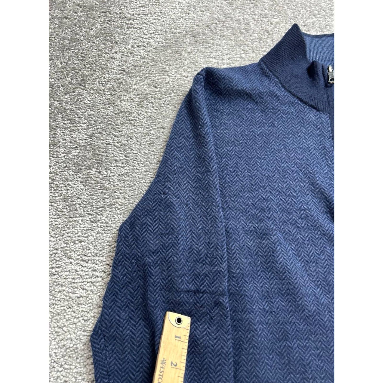 Brooks Brothers Brooks Brothers Sweater Men Medium Blue Herringbone Merino Wool Knit Quarter Zip Size US M / EU 48-50 / 2 - 4 Thumbnail
