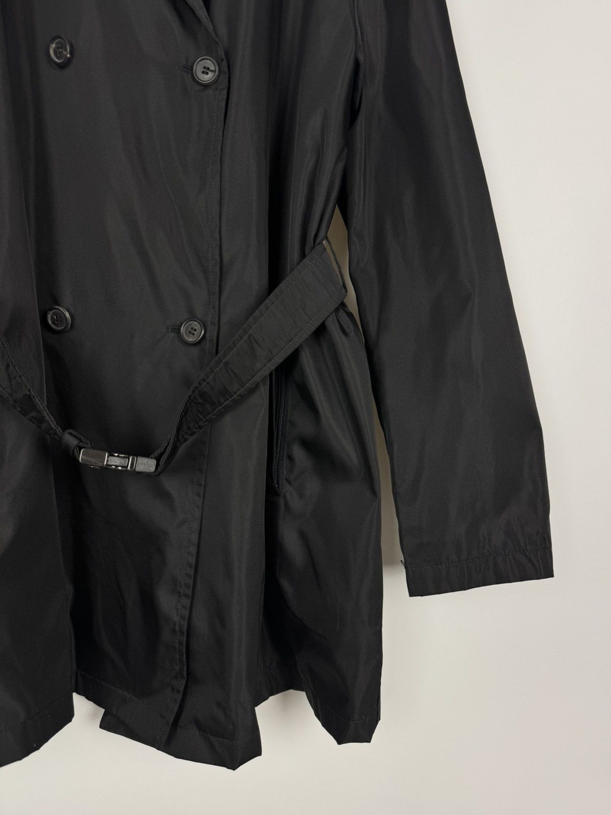 Prada Prada Milano Nylon Black Midi Women’s Trench Coat Size S / US 4 / IT 40 - 8 Thumbnail