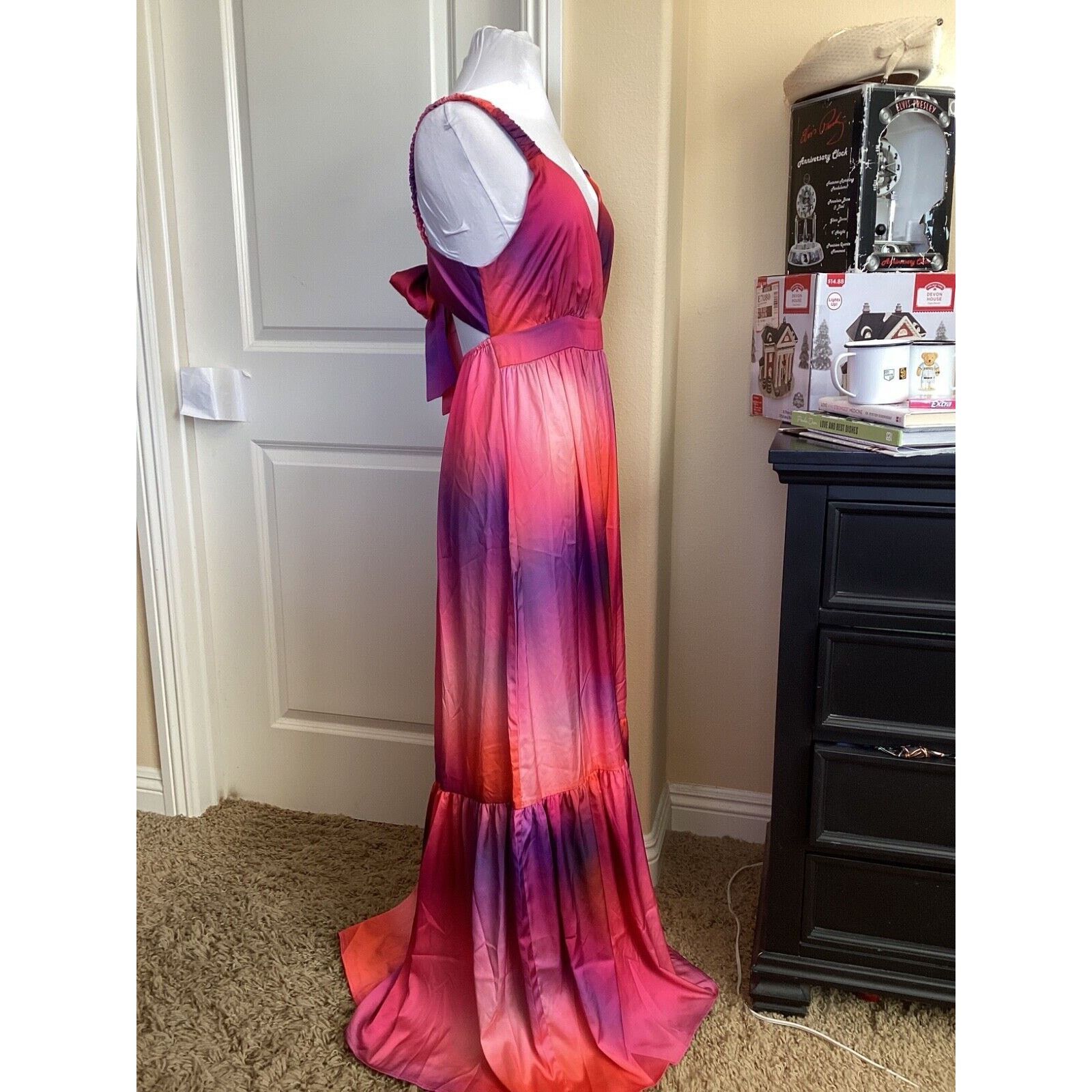 Other VENUS SATIN ORANGE PURPLE PINK OMBRE RUFFLE MAXI DRESS SZ 6 Size M / US 6-8 / IT 42-44 - 6 Thumbnail