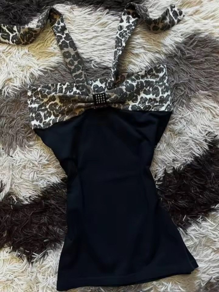 Vintage Y2k Leopard Sexy Retro Sleeveless Top Shirt Size L / US 10 / IT 46 - 2 Thumbnail