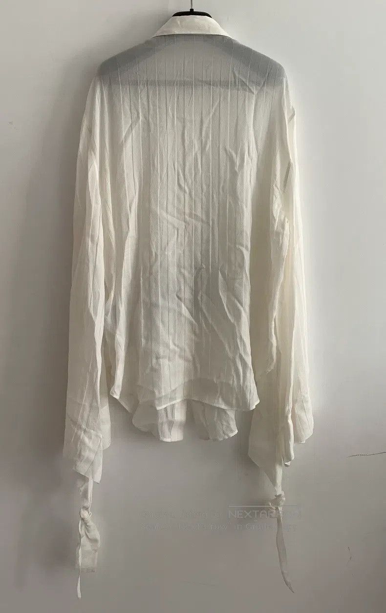 Saint Laurent Paris Saint Laurent Paris Mulberry Silk White Stripe French Tie Size S / US 4 / IT 40 - 2 Thumbnail