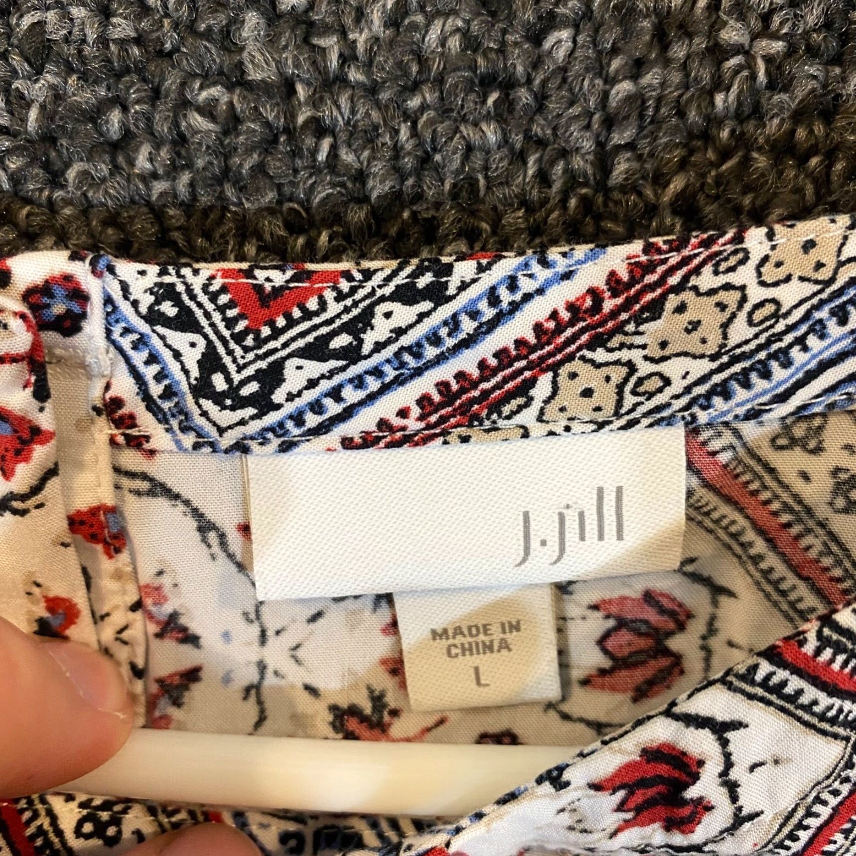 J. Jill J. Jill Shirt Womens L Geometric 1/2 Sleeve Button-Up Back Button Up Multicolor Abstract Casual Size L / US 10 / IT 46 - 2 Thumbnail