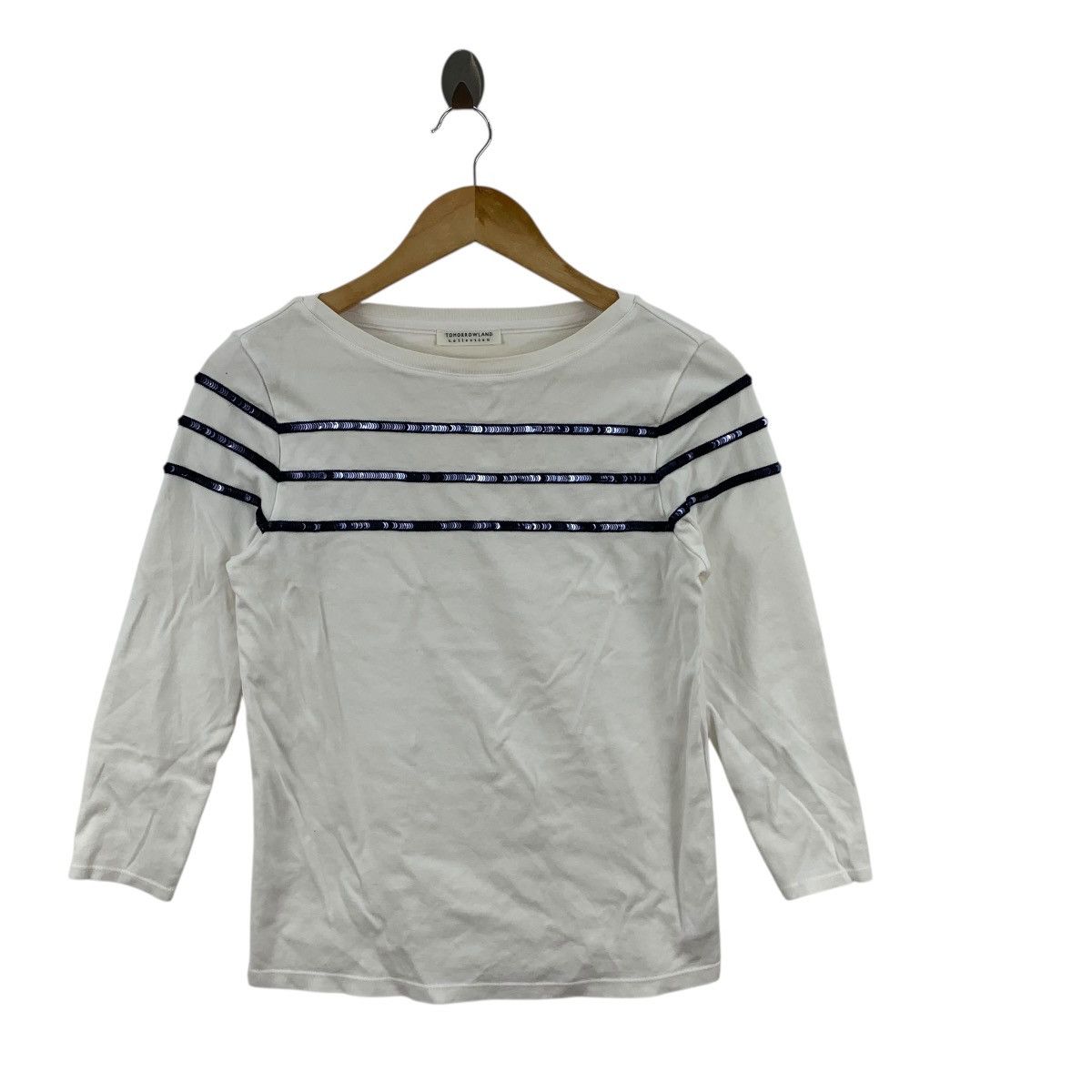 Tomorrowland TOMORROWLAND COLLECTION Sequinned Striped Tee Shirt Top Size S / US 4 / IT 40 - 4 Thumbnail