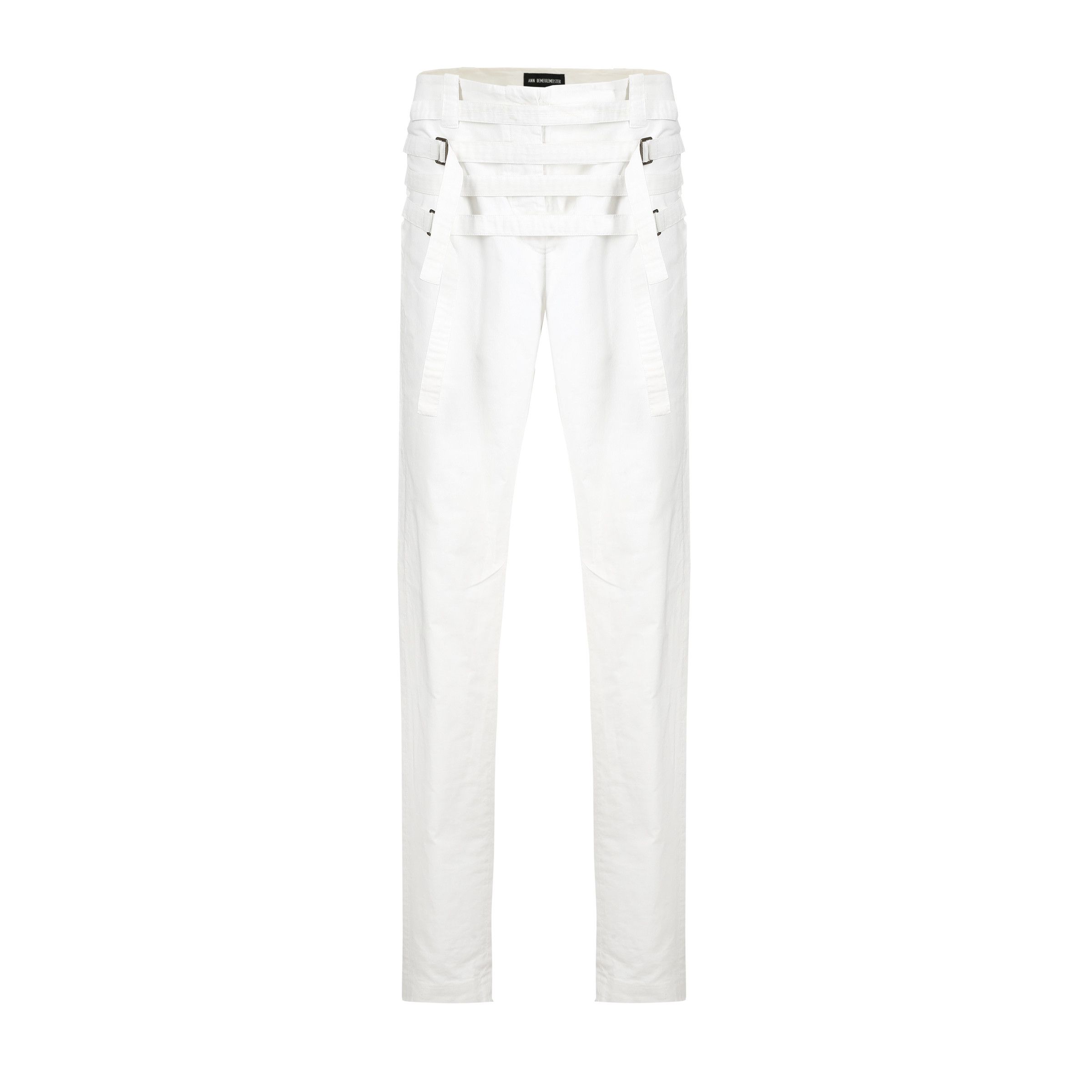 image of Ann Demeulemeester Ss2003 Runway White Belt Straps Pants, Women's (Size 26)