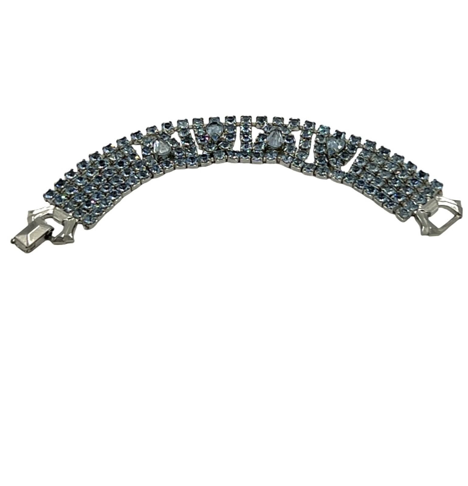 Al Wissam Weiss Blue Teardrop & Round Rhinestone Tennis Clasp Bracelet Size ONE SIZE - 2 Thumbnail