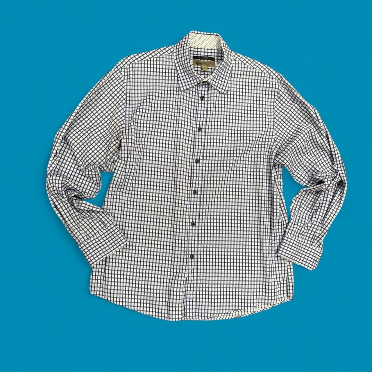 Jhane Barnes Men's Blue and Navy Windowpane Shirt Size US L / EU 52-54 / 3 - 1 Thumbnail