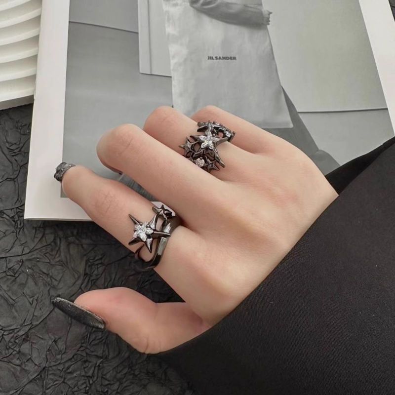 Jewelry Star Hip-hop Jewelry Rings Open Size Chrome Ring (Size 7-13) Size ONE SIZE - 1 Thumbnail