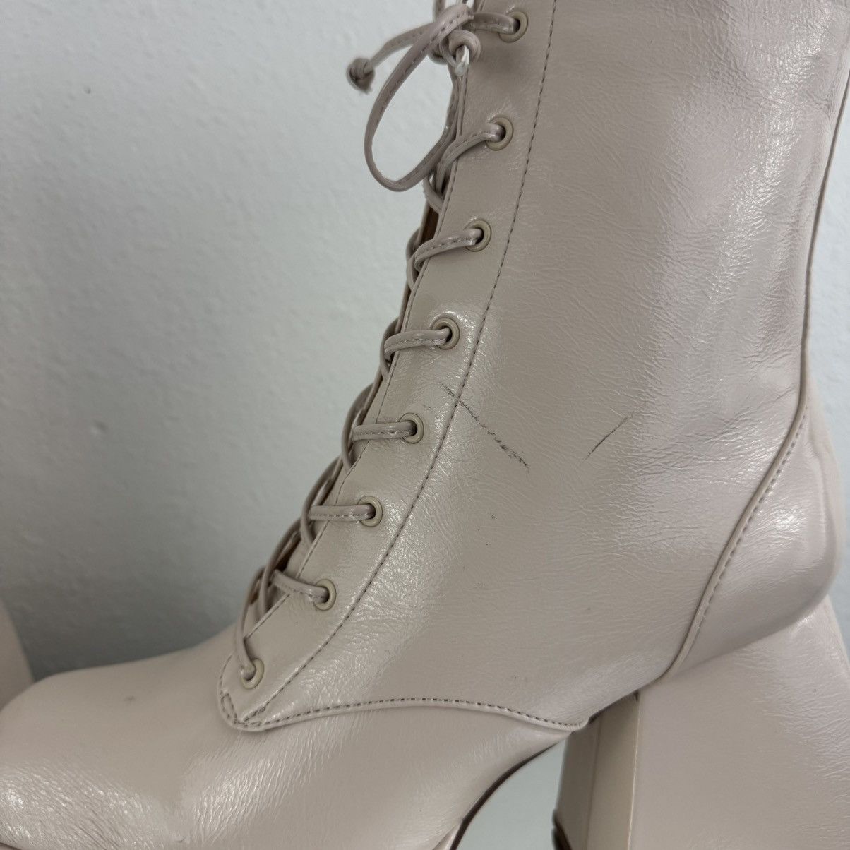 Sam Edelman SAM EDELMAN Nude Patent Leather Karter Platform Ankle Boots Size US 9.5 / IT 39.5 - 15 Thumbnail