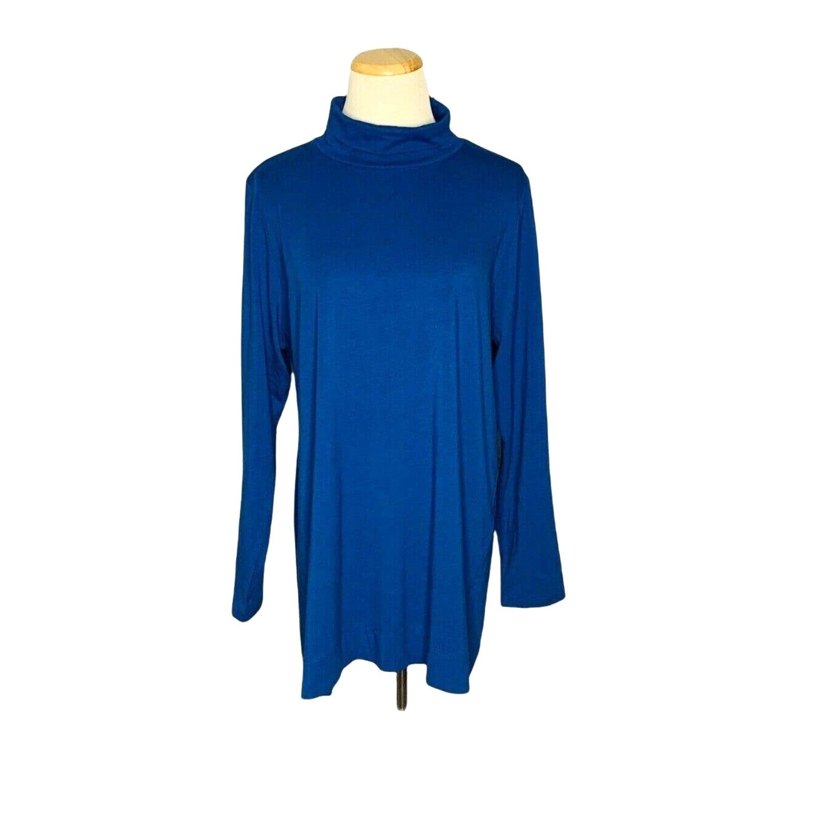 J. Jill J. JILL Teal Blue Long Sleeves High Neck Tunic Top Sz LP Size L / US 10 / IT 46 - 1 Thumbnail