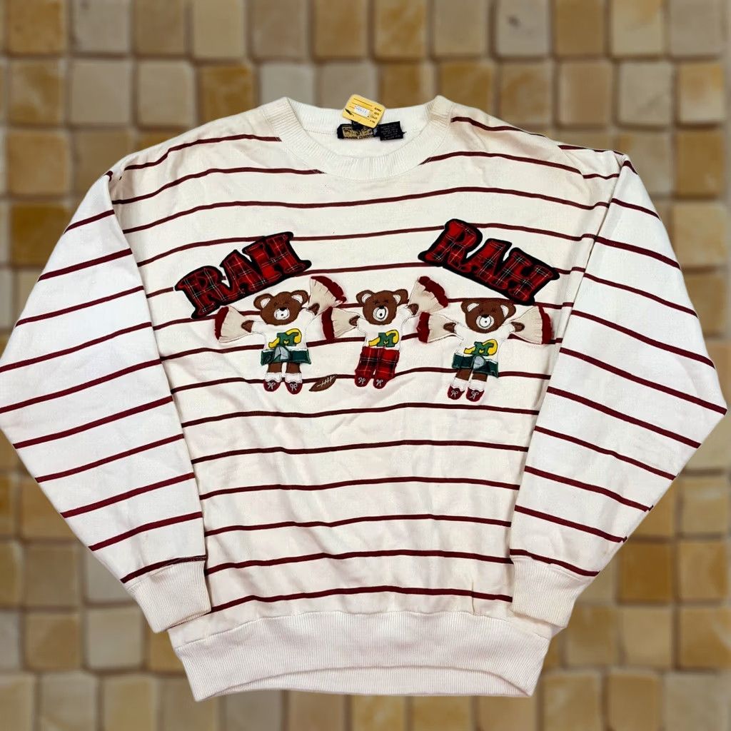 Etro VINTAGE House Of Lloyd Sweatshirt Women’s Medium Crewneck Striped Cheerleader Teddy Bear University College Retro Pullover Size M / US 6-8 / IT 42-44 - 1 Thumbnail