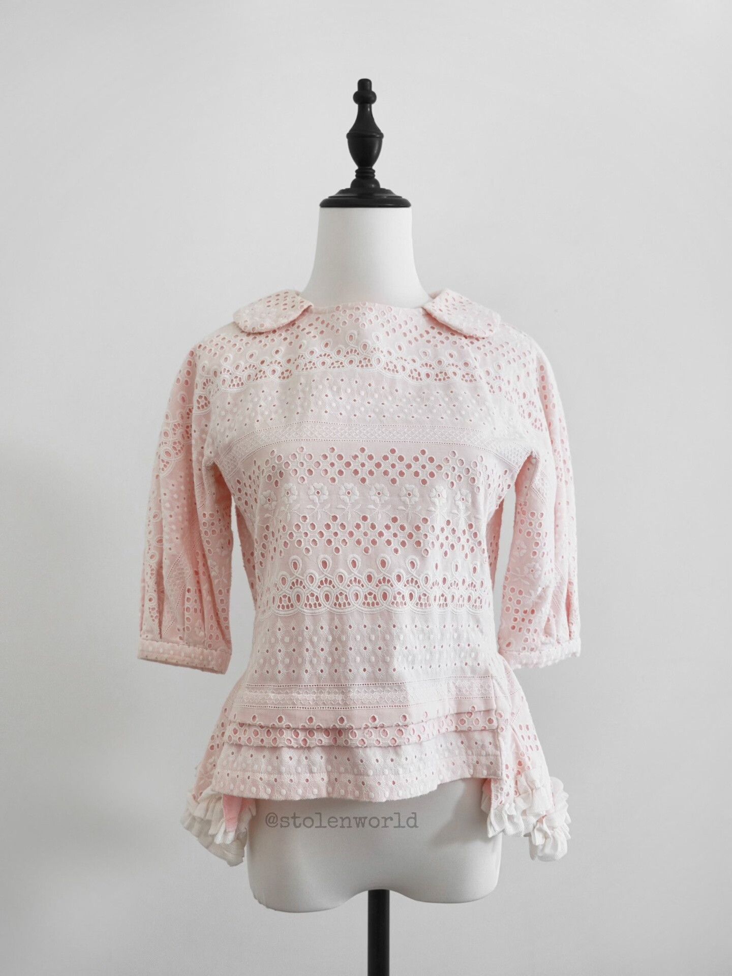 CDG Light Pink Embroidered Frill Top