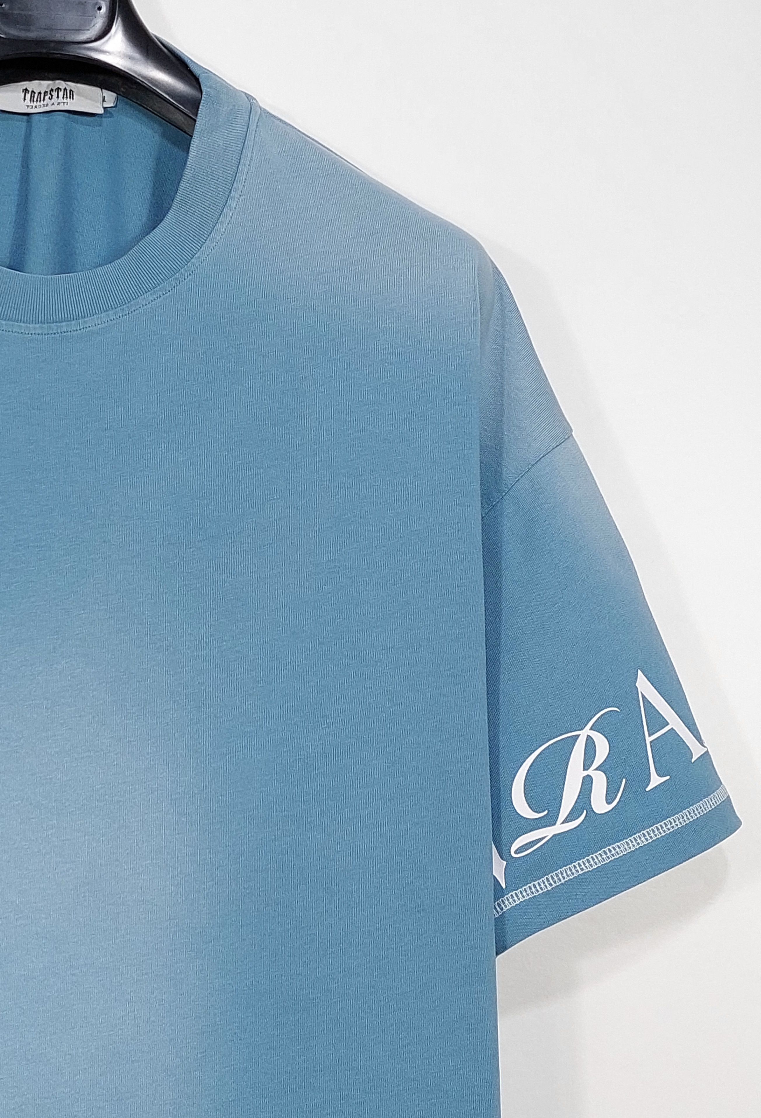 Trapstar London script logo print cotton tshirt - white / blue L Size US L / EU 52-54 / 3 - 6 Thumbnail