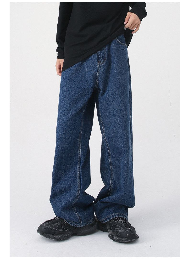 Japanese Brand × Jean Dark blue loose elastic waist straight denim trousers Size US 32 / EU 48 - 2 Thumbnail