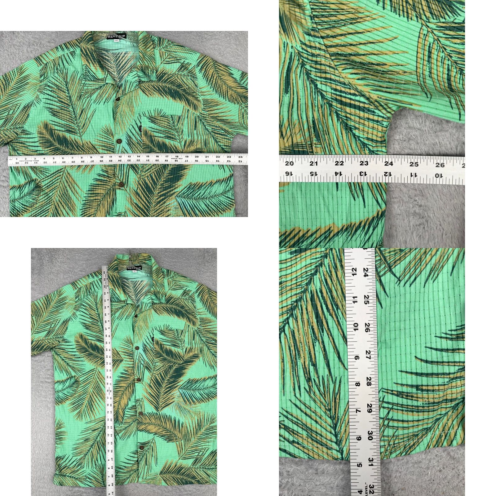 REEF Reef Shirt Men XL Green Floral Button-Up Hawaiian Aloha, Beach, Outdoor, American, Safari, Travel, Workwear Mens Size US XL / EU 56 / 4 - 8 Thumbnail
