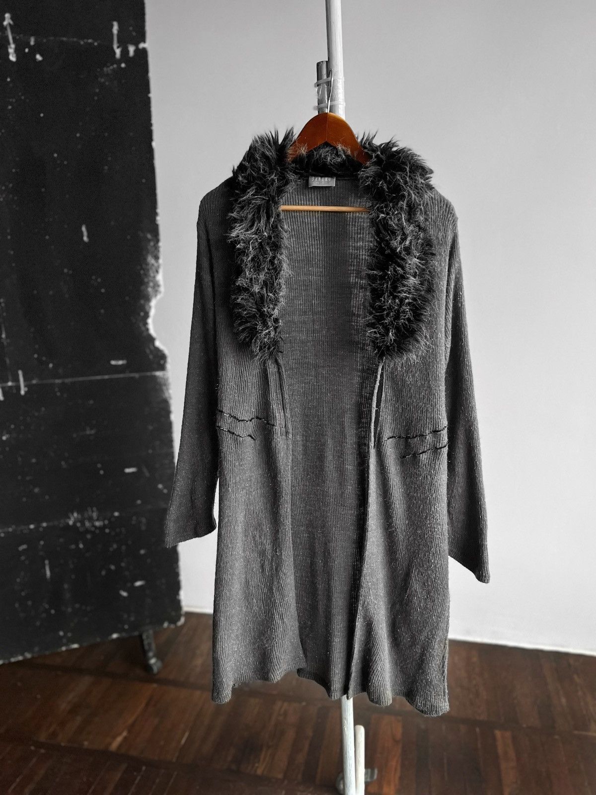 Sandro × Vintage Sandro Paris Womens Archive Vintage Gray LS Cardigan Dress Size S / US 4 / IT 40 - 4 Thumbnail