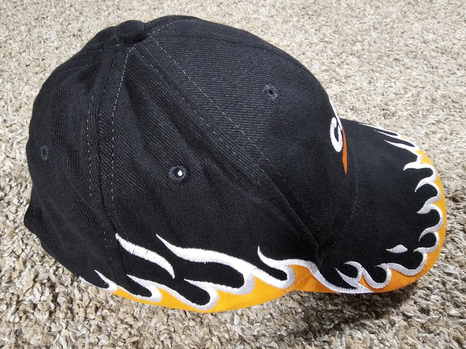 Hard Rock Cafe CASE Black & Yellow Graphic Flame Design Adjustable Cap Hat Size ONE SIZE - 4 Thumbnail