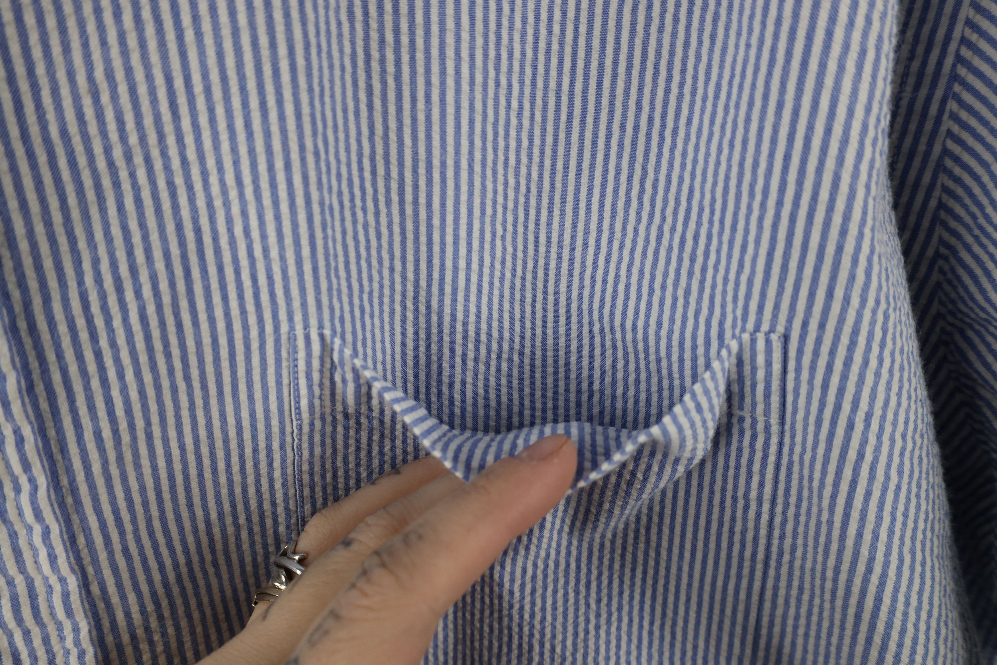 Lands' End × Vintage Vintage Lands End Seer Sucker Short Sleeve Button Down Shirt Size US L / EU 52-54 / 3 - 6 Thumbnail