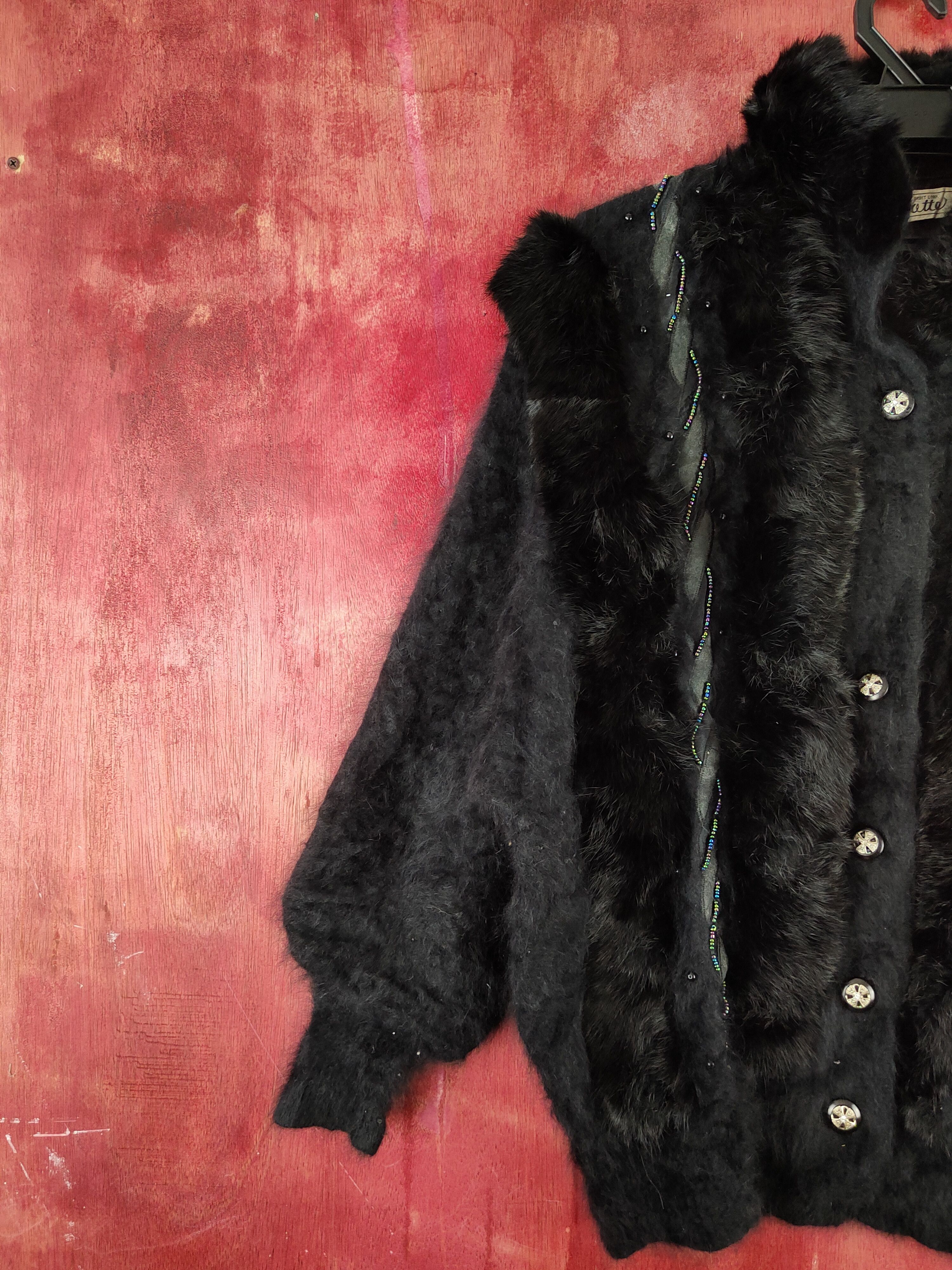 Homespun Knitwear Caratte Black Shag Shaggy Fur Mohair Jackets #S2040 Size L / US 10 / IT 46 - 3 Thumbnail