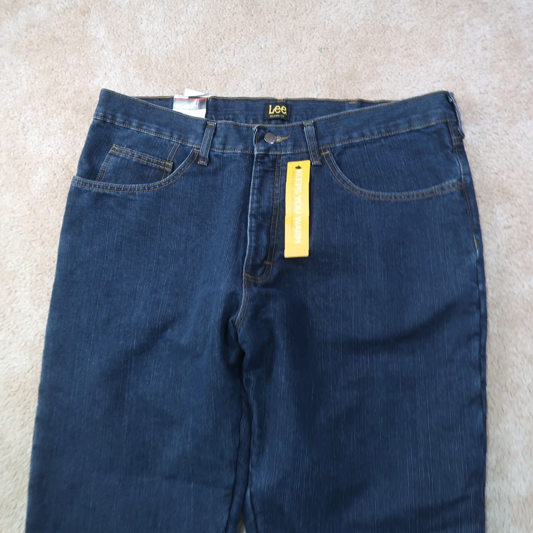 Lee Lee Premium Classic Jeans Relaxed Fit Fleece Lined Straight Leg Men's 38x30 Black Quartz Denim Blue Portal Size US 38 / EU 54 - 5 Thumbnail