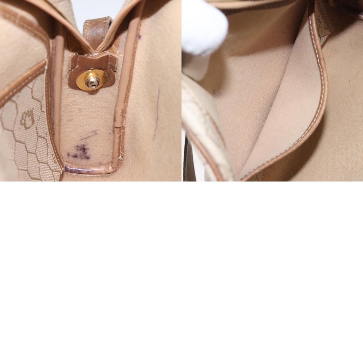 Dior DIOR Honeycomb Canvas Shoulder Bag Pvc Leather Beige Gold Size ONE SIZE - 12 Thumbnail