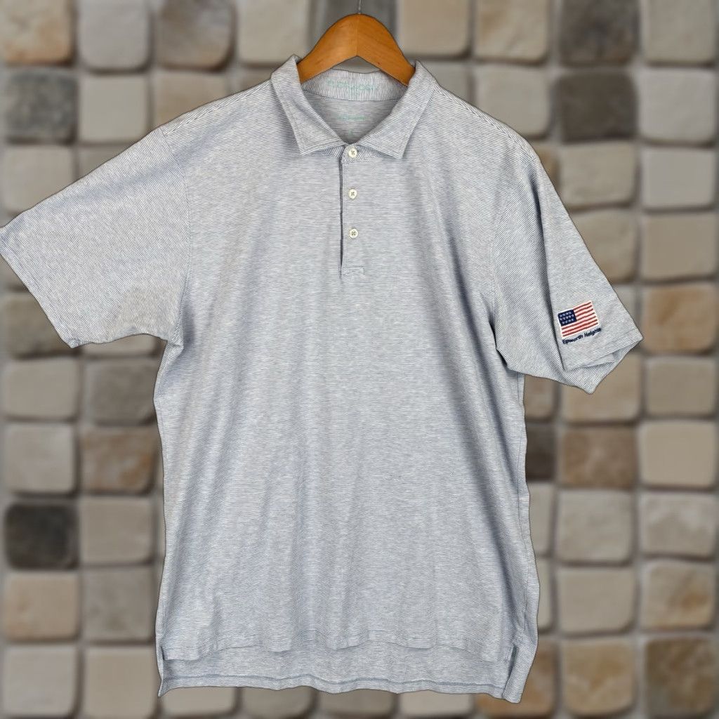 Vintage VINTAGE B Draddy Polo Shirt Mens L Blue Stripe Performance Stretch USA Flag Logo Shirt Size US L / EU 52-54 / 3 - 1 Thumbnail