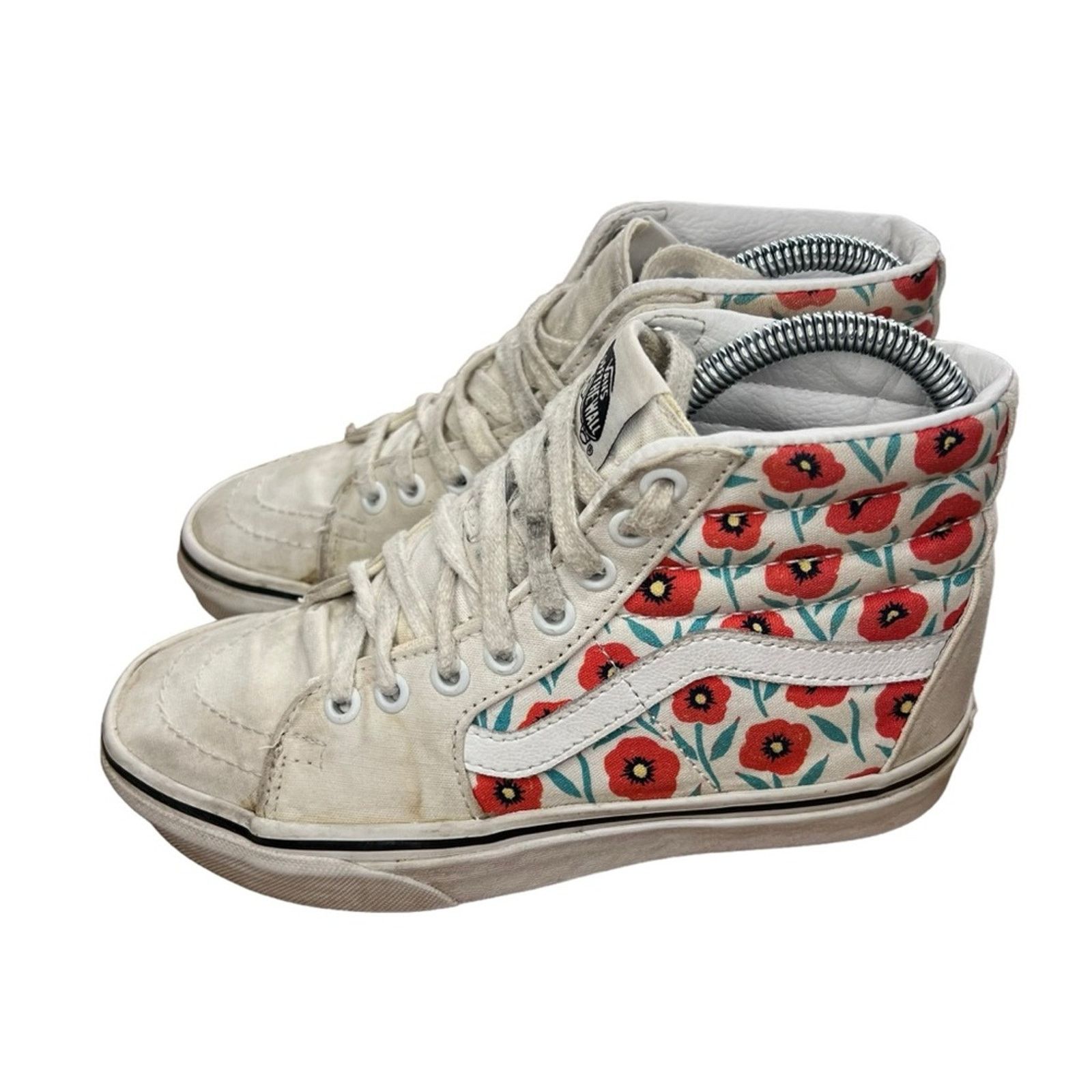 Vans Vans Sk8-Hi Womens Sneakers Size 5 White Red Teal Floral Size US 5 / IT 35 - 5 Thumbnail