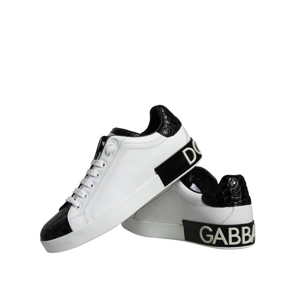 Dolce & Gabbana Dolce & Gabbana Black Leather Logo Portofino Sneaker Shoes Size US 6 / EU 39 - 8 Thumbnail