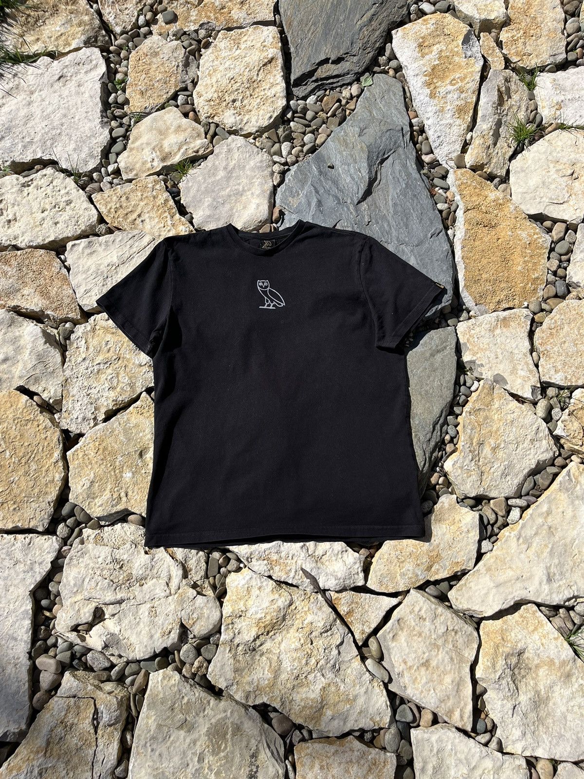 image of Drake x Octobers Very Own Ovo October’S Very Own Middle Central Logo 3M Reflective Tee in Black (Si