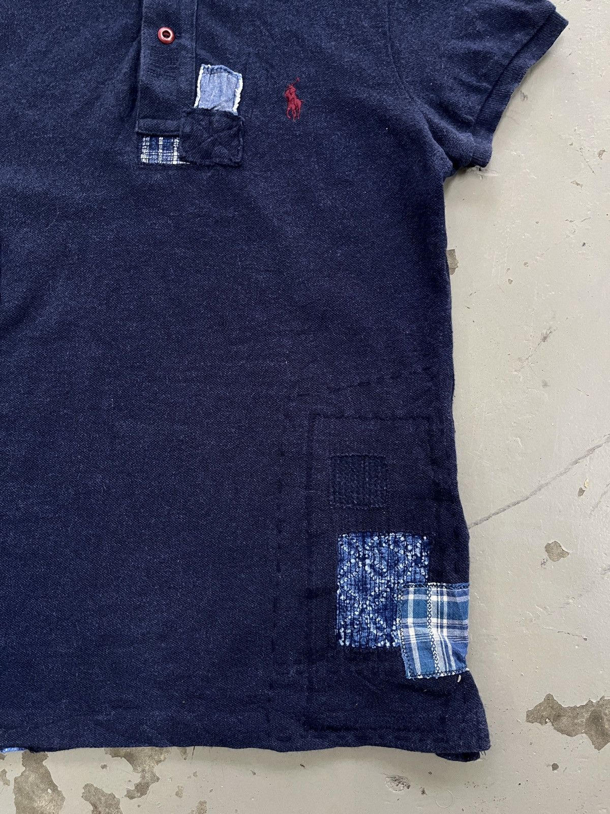 Polo Ralph Lauren 00s Polo RL Patchwork Indigo Dye Sashiko Kapital Dye Denim Size XS / US 0-2 / IT 36-38 - 3 Thumbnail