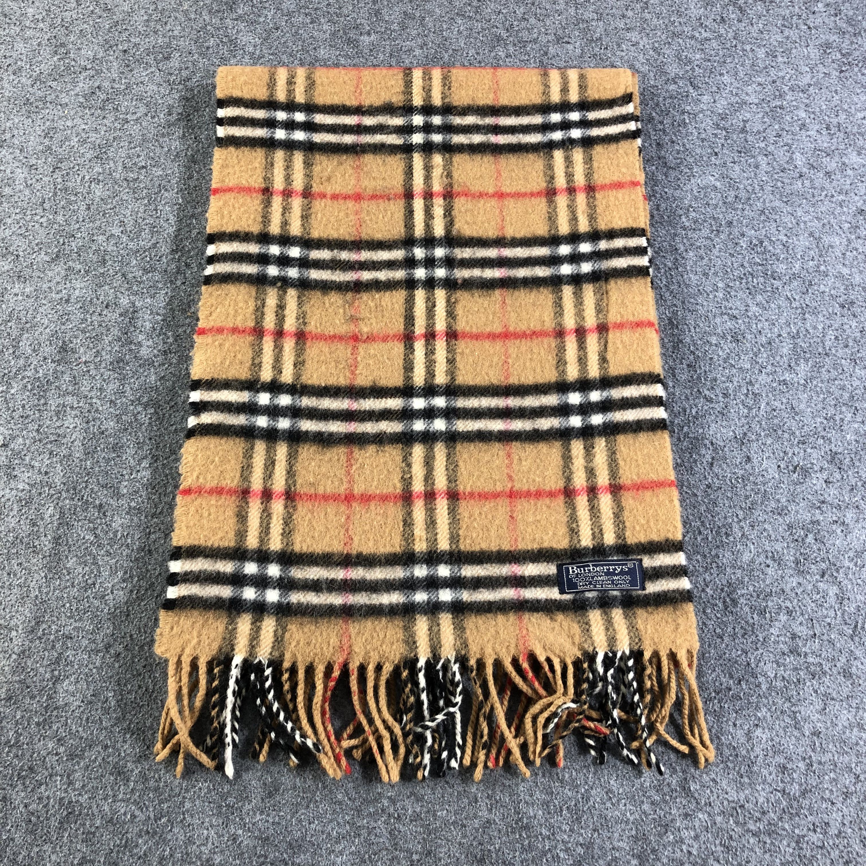 Burberry Burberrys Nova Check Tan Wool Scarf Muffler V1325 Size ONE SIZE - 2 Thumbnail