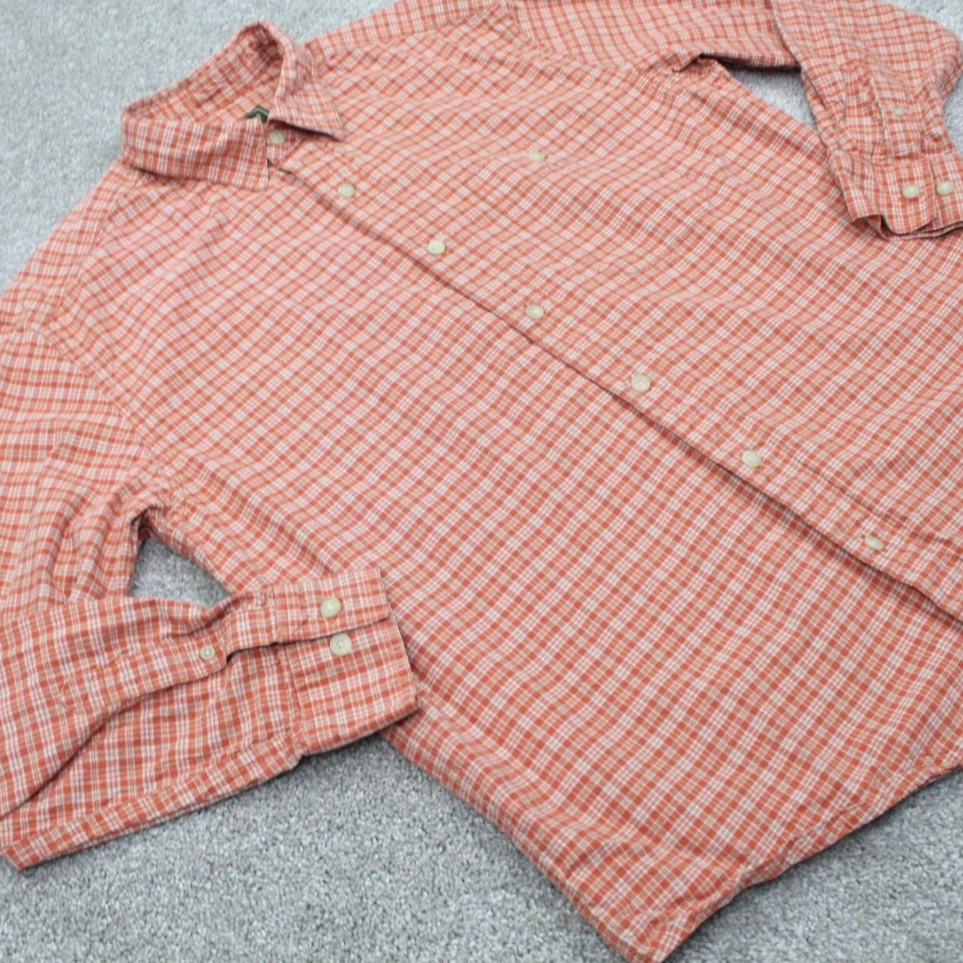 Eddie Bauer Eddie Bauer Shirt Mens Large Orange/White Check Cotton Long Sleeve Button Up Size US L / EU 52-54 / 3 - 5 Thumbnail