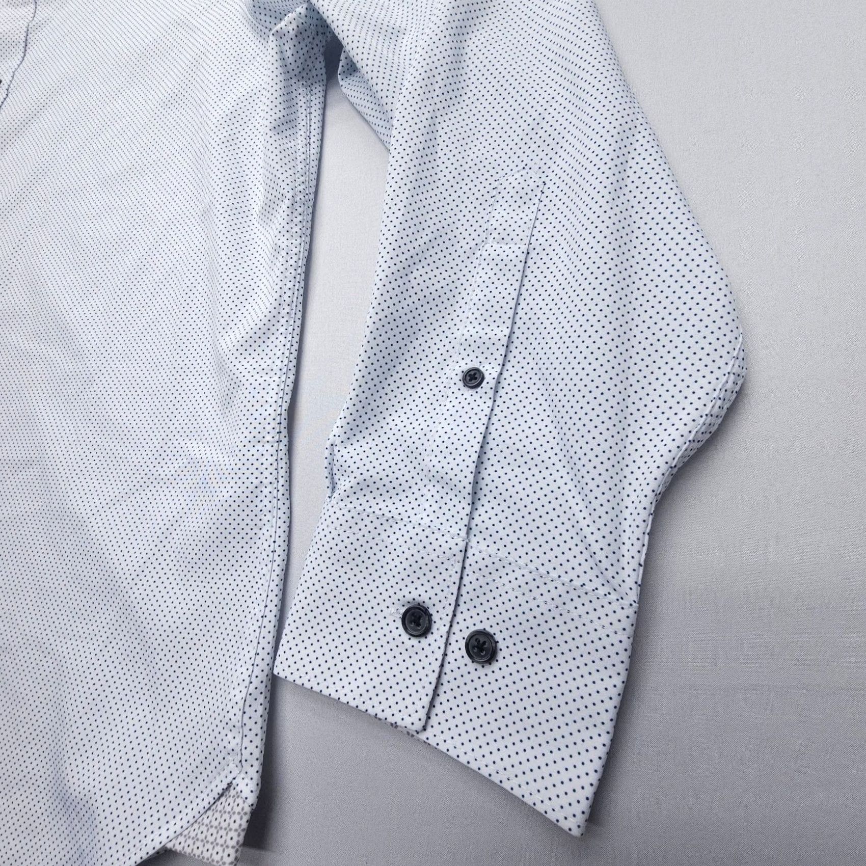 Vintage Con.Struct Dress Shirt Mens 2XL Slim White Polka Dot 4 Way Stretch Button Cuff Pattern Sleeve Long Shirt Size 48R - 6 Thumbnail